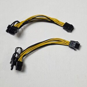 PCI Express 6 pin Female to Dual‎ PCI-E 8( 6+2) pin Male 2pk Cable 6" 16 AWG